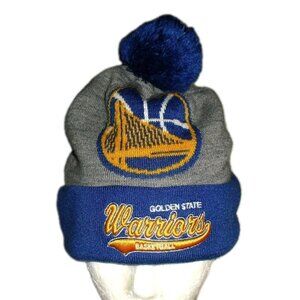 Golden State Warriors Mitchell & Ness Mens Beanie Pom Winter Hat Cap Script Logo
